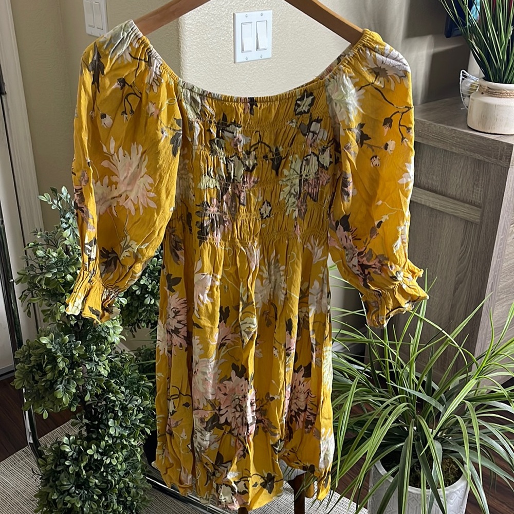 H&M Yellow Floral Dress Size XS